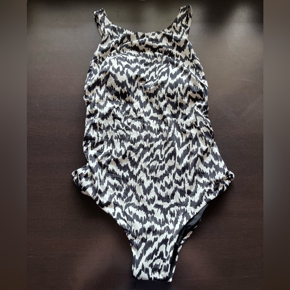 Knix Black and White Patterned One Piece Swimsuit